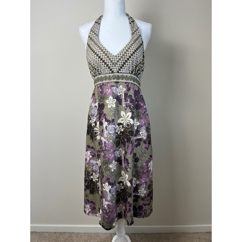 Athleta Pack‎ Everywhere Halter Dress Floral Boho Travel Sundress Vacation M